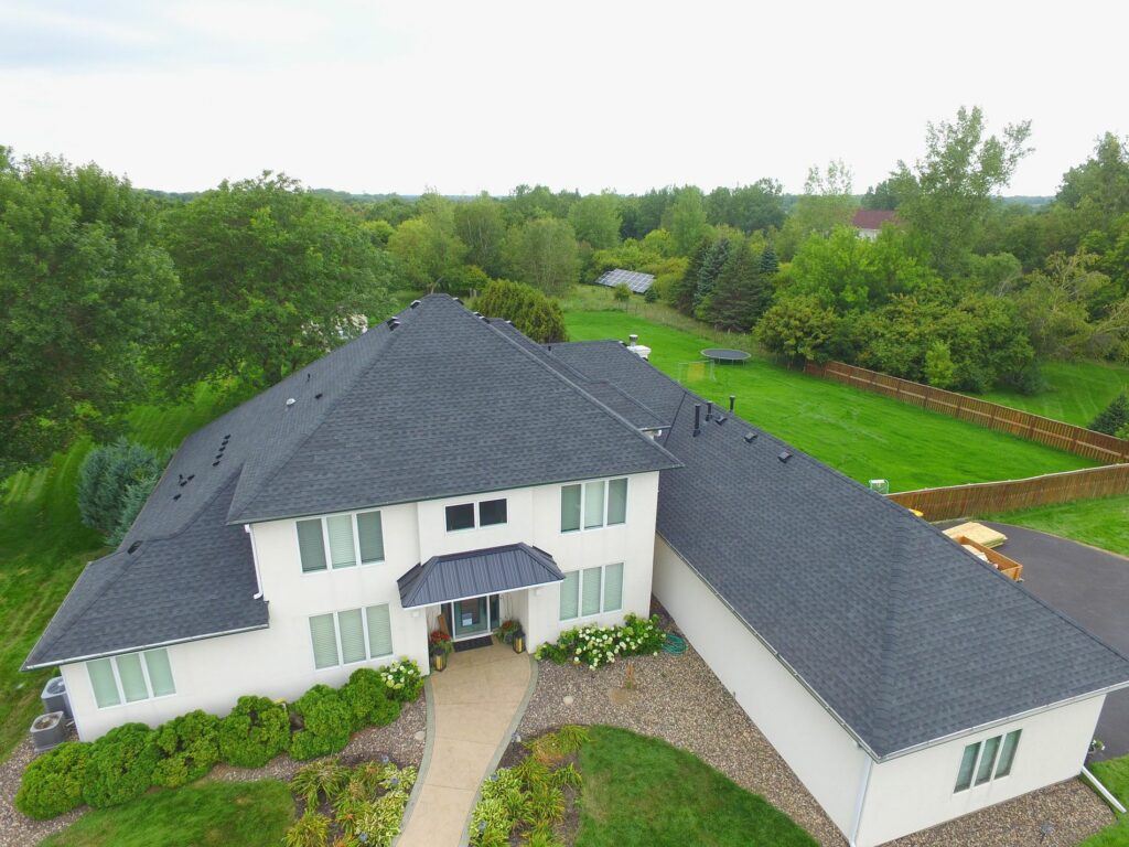 Aerial View of New Shingle Roof in Twin Cities