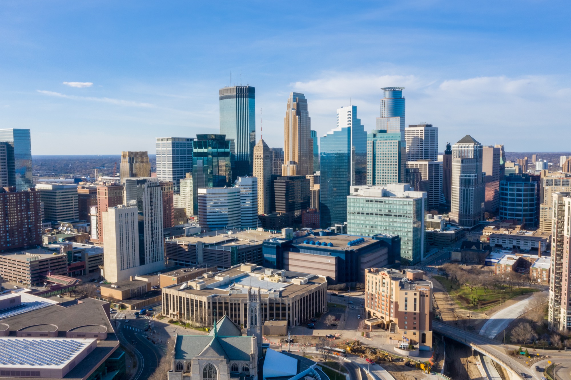 Aerial view over Minneapolis